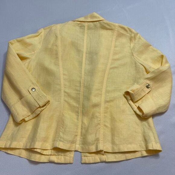 Chico’s Linen Yellow Jacket Size 1 US Small - Picture 8 of 9